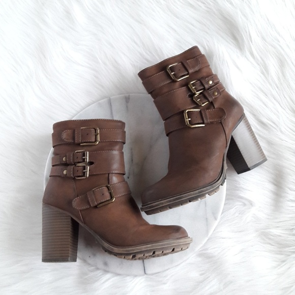 Seven Dials Shoes - Seven Dials Brown Block Heel Booties Size 7